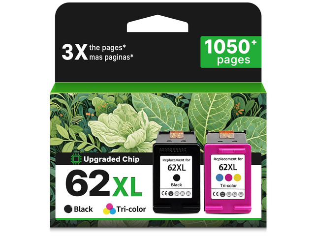 62XL Ink Cartridges Black Color Replacement for HP 62 XL to 7640 5540 7645 Remanufactured for HP62 HP62XL to Printer Envy OfficeJet 200 250 5545...