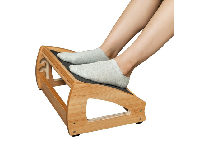 Wooden Under Desk Footrest, 4 Heights, 400 lb, Office Foot Rest Large Non-Slip Platform, Stable Wooden Frame, 4 Height Options, Ergonomic Foot...