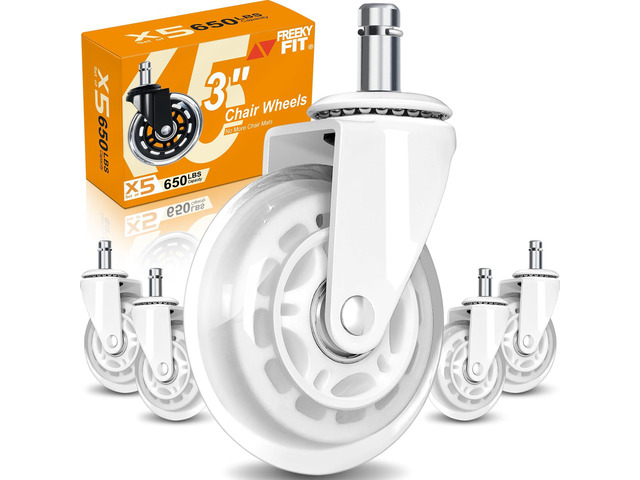 Office Chair Wheels for Casters Replacement - 3' Rubber Wheels for Computer Gaming Desk Caster Smooth & Safe Rolling for All Floors Including...