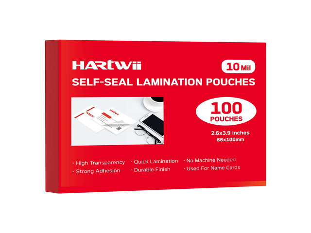 100 Pack Self Sealing Laminating Pouches 2.6x3.9 Inches 10Mil Thick Waterproof Double-Sided Self Adhesive Laminating Pouches for Small Business...