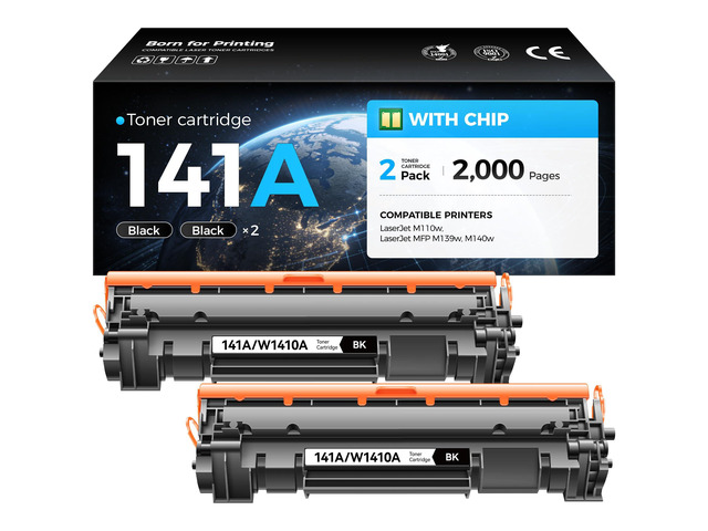 141A Toner Cartridge Black 2-Pack with Chip High Yield Compatible Replacement for HP 141A 141X W1410A W1410X Toner Work with LaserJet MFP M140w...