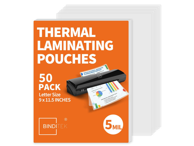 5 Mil Laminating Sheets, 9 x 11.5 Inches, Clear Glossy, 50 Pack Thermal Laminating Pouches, Universal Fit for All Thermal Laminators, for Letter...