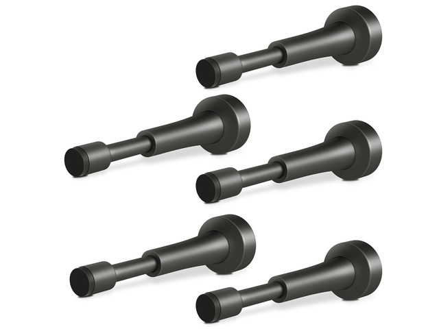 5PCS Spring Door Stoppers for Wall - 4.33 Inch Door Stop for Bottom of Door Aluminum Doorstop With Silicone Tip, Screw & Adhesive Installation,Gray