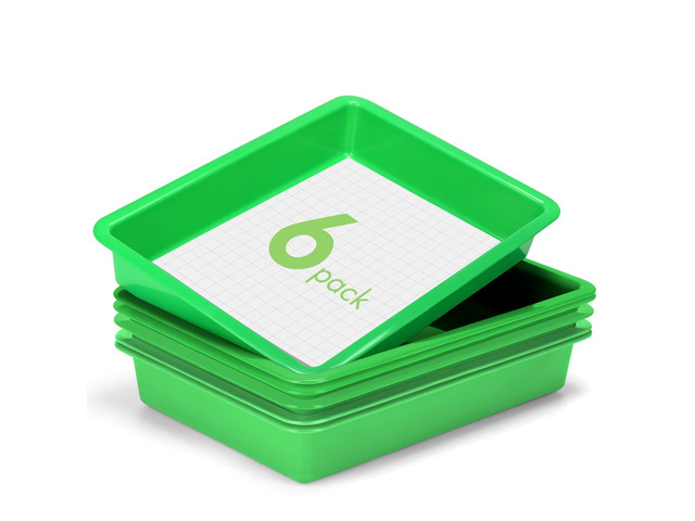 6 Pack Paper Trays for Classroom, Green Plastic Book Bins with Colorful Labels, Stackable Letter Size Storage Tray, Desk Organizer Tray for Home,...