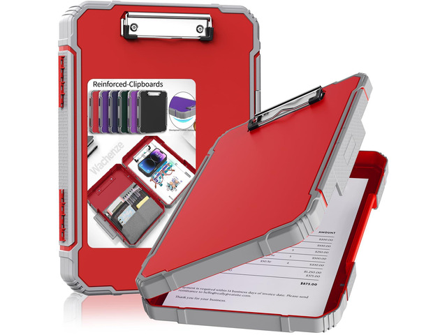 Clipboard, Clipboard with Storage, Heavy Duty Clip Boards 8.5x11, Protective Over Molded Edge, Plastic Clipboards, Contractor Folder with Internal...