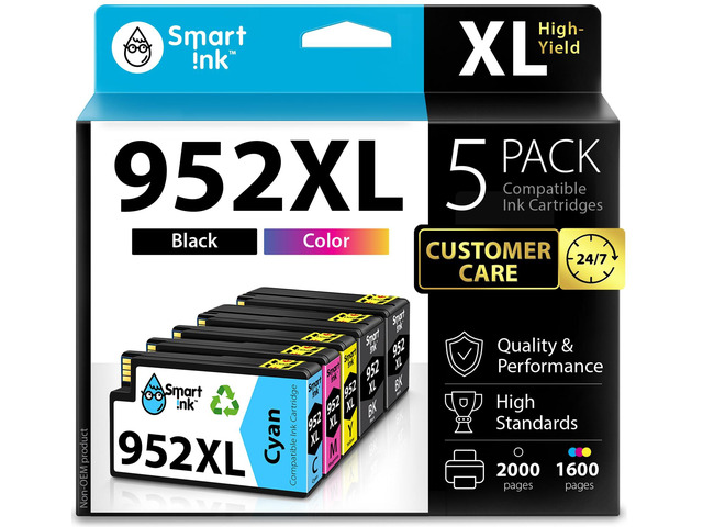 Compatible Ink Cartridges Replacement for HP952XL 952 XL 2 Black and Cyan/Magenta/Yellow (5 Combo Pack) to use with HP OfficeJet Pro 8710 7740 8720...
