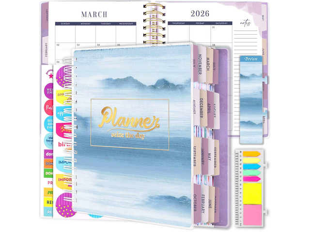 Planner 2026-2027, 18 Months Large Daily Weekly Monthly Organizer July 2026 - Dec 2027, 8.5x9.8', Calendar with Page Tabs, Separator, Pocket...