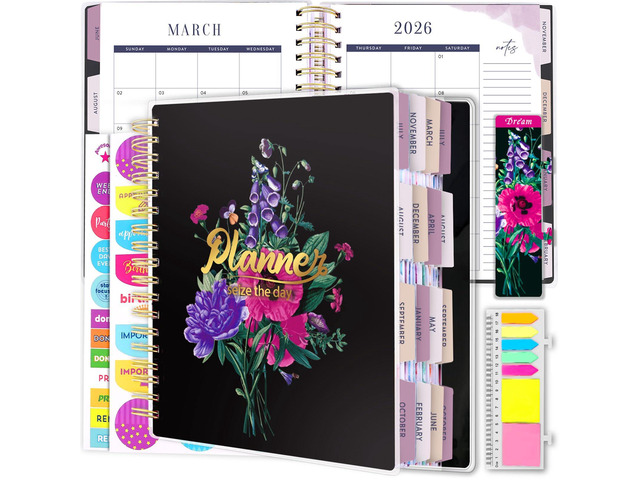 Planner 2026-2027, 18 Months Large Daily Weekly Monthly Organizer July 2026 - Dec 2027, 8.5x9.8', Calendar with Page Tabs, Separator, Pocket...