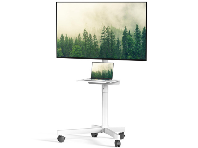 Rolling TV Stand for 23-60 Inch LCD LED Flat/Curved TVs/Screens 2 Height Adjustable Mobile TV Floor Stand with Shelf / Wheels up to 88Lbs, Portable...