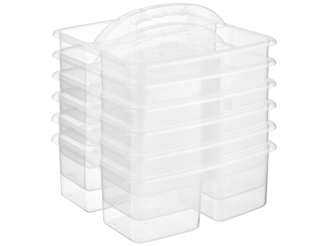 Plastic Classroom Caddy Organizer with Handle, 6-Pack 3 Compartments Portable Plastic Storage Caddy for Classroom Organization, Table, Desk,...