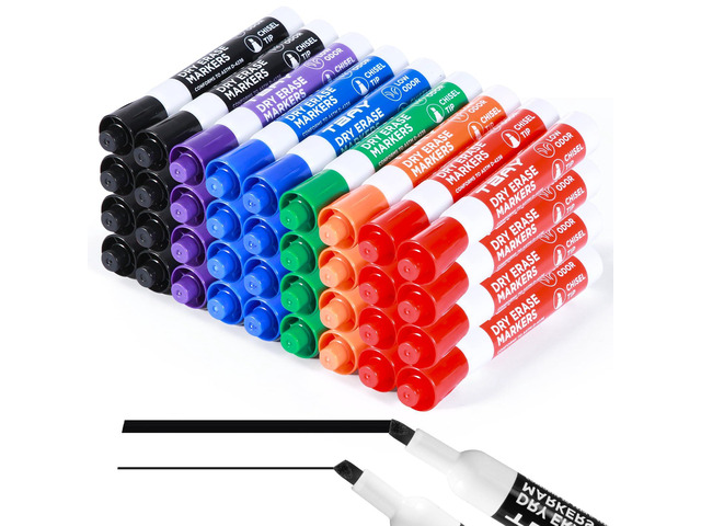 Dry-Erase Markers - 36 Counts, Chisel Tip Whiteboard Markers for Office/School Supplies, Low Odor, 6 Assorted Colors