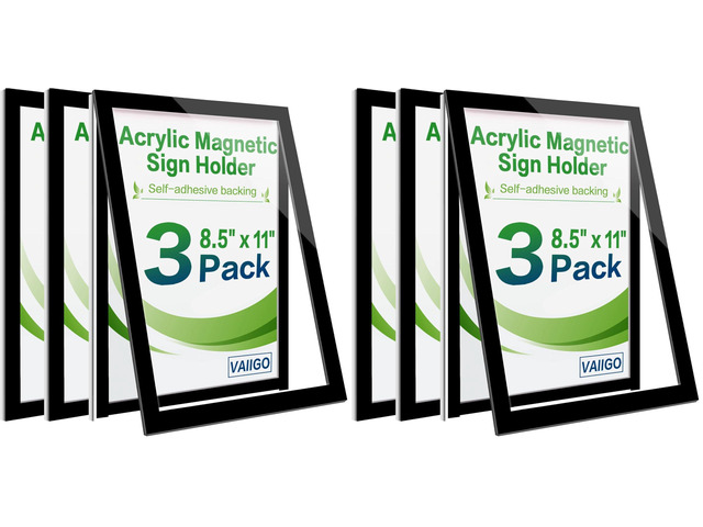 8.5' x 11' Acrylic Sign Holder Wall Mount, Self Adhesive Magnetic Display Frame with Nano Tape and Strong Magnetic Frames for Wall, Door, Glass,...