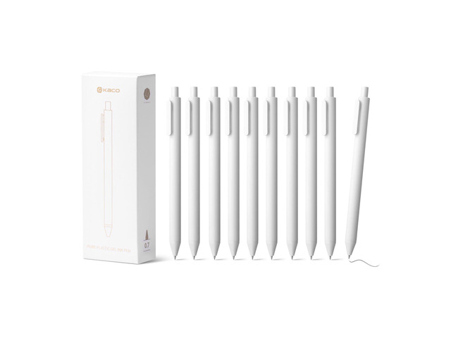 PURE White Gel Pens 0.7mm Black Ink 10 Count Quick Dry Smooth Writing Aesthetic School Office Supplies Retractable Pens Low Center of Gravity