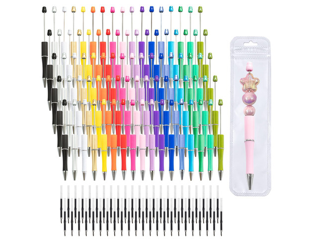 420 Pieces DIY Beadable Pen Bulk Kit 140 PCS Ballpoint Pen with Refills & Bags Perfect for Beads Pens Supplies, Beaded Pens for DIY Crafting ...