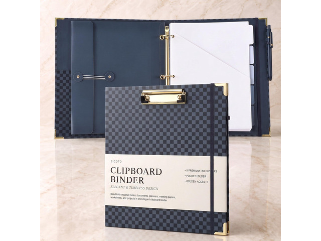 Aesthetic Clipboard Binder with Dividers - 3 Ring Organizer for Work Sturdy Document Organizer, Clipboard Folder and Planner Folio for Streamlined...