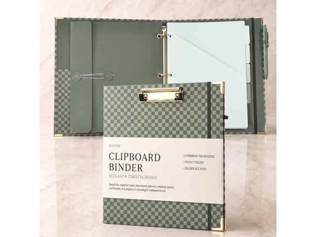 Aesthetic Clipboard Binder with Dividers - 3 Ring Organizer for Work Sturdy Document Organizer, Clipboard Folder and Planner Folio for Streamlined...