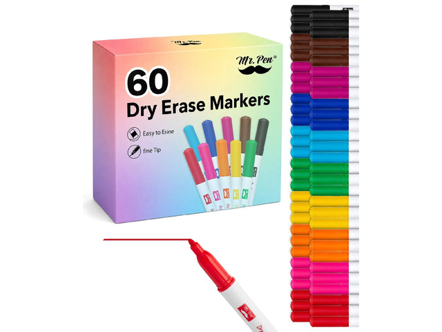 Dry Erase Markers Bulk, 60 Pack, Assorted Colors, Fine Tip Bulk Dry Erase Whiteboard Markers for Writing on Whiteboards, Weekly Planner, Glass,...