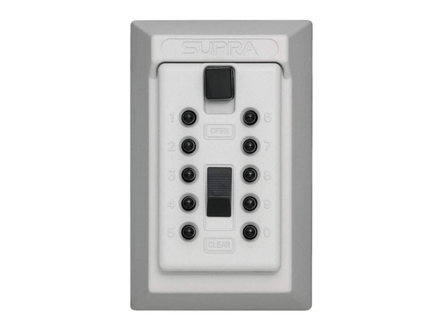 AccessPoint 001408 KeySafe Original Push Button Combination Permanent Key Lock Box, 5-Key, White