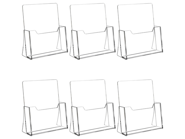 Acrylic Brochure Holder 8.5 x 11 inch 6 Pack, Flyer Holders Display Stand Clear Plastic Displaying Literature, Magazine, Pamphlet, Booklet,...