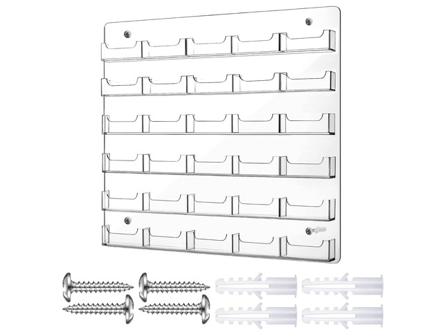 Acrylic Business Card Holder Wall Mount Office, 30 Pockets Clear Sticker Display Rack, Multiple Card Holder, Acrylic Organizing Display Stand, Pre...