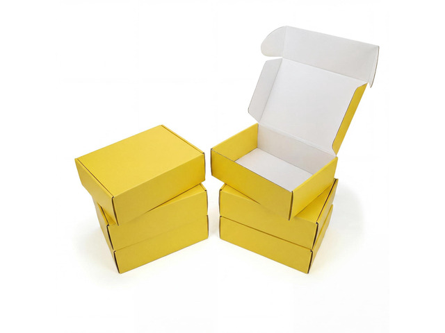 12x9x4 in Cardboard Shipping Boxes Set of 6, Gift Box Lemon Yellow Bright Color, Glossy Cardboard, Easy Fold, Shape Well, Self locking, Gift Wrap,...