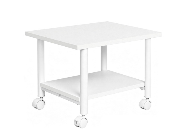 Printer Stand, 2-Tier Industrial Under Desk Printer Cart with Shelf, Mobile Heavy Duty Storage Rack on Wheels for Home, Office, White WW02PS01G1