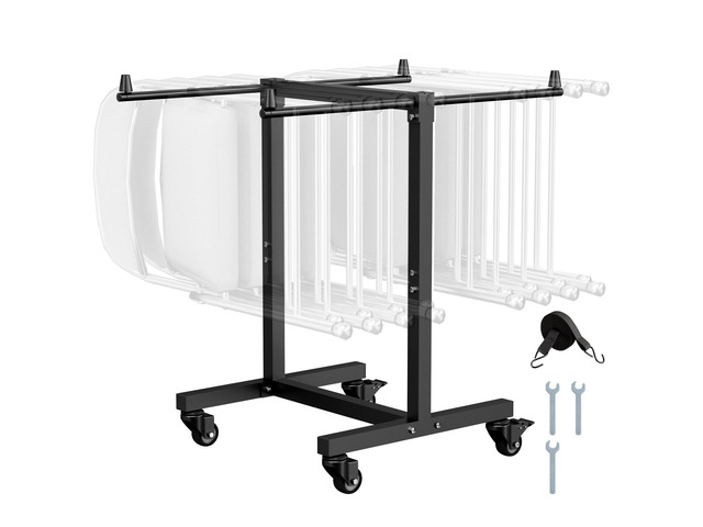 Folding Chair Rack, 200 LBS Capacity, T-Shape Chair Cart for 14 Chairs, Heavy-Duty Metal Chair Storage Dolly with Rubber Wheels, Multi-Function...