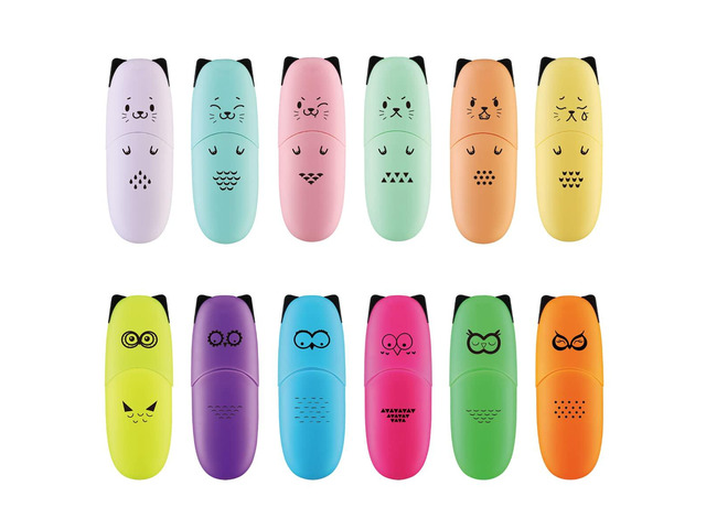 12 pieces Cute Animal Design Vet Tech Week Gifts Mini Highlighter Pen Assorted Colors Chisel Tip Gift Highlighter Marker - stocking stuffers for...