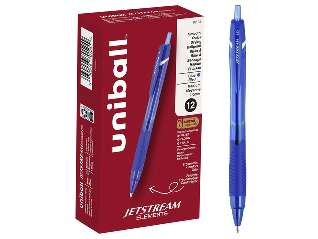 uniball Jetstream Elements Ballpoint Pens, Medium (1.0mm), Blue, 12 Pack Gel-smooth quick-drying hybrid ink, smudge-resistant for left-handed...