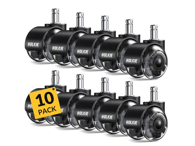 Office Chair Wheels Set of 10 Replacement 2 Inch Dual Casters - Universal Fit 11mm Rubber Smooth Quiet Rolling Casters - for Hardwood Floors Carpet...