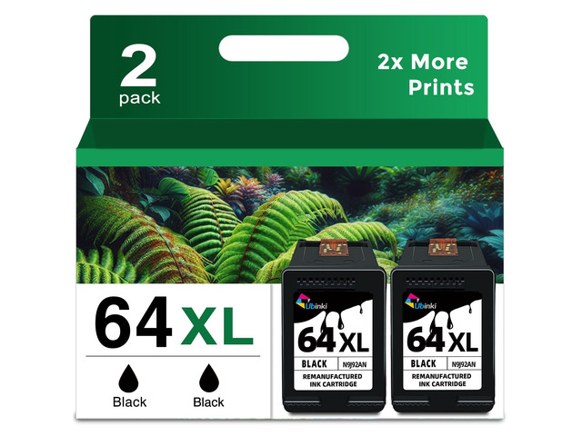 64XL Black Ink Cartridge Replacement for HP Ink 64 HP64 XL HP64XL BK 2-Pack work with Envy Photo 7855 7858 7800 7155 7100 7120 7158 7164 6255 6252...