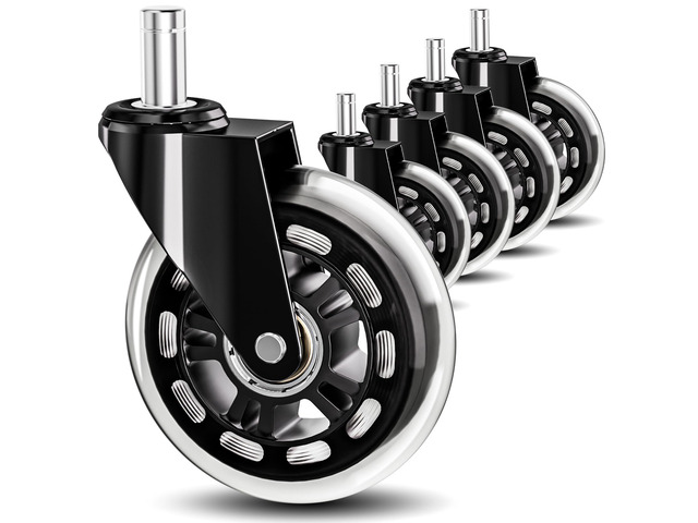 10mm 1KEA Office Chair Wheels Casters Replacement 3 Inch Roller Blade Style Stem:10mmx22mm, Heavy Duty Quiet No Scratch Rubber Gaming Desk Chair...