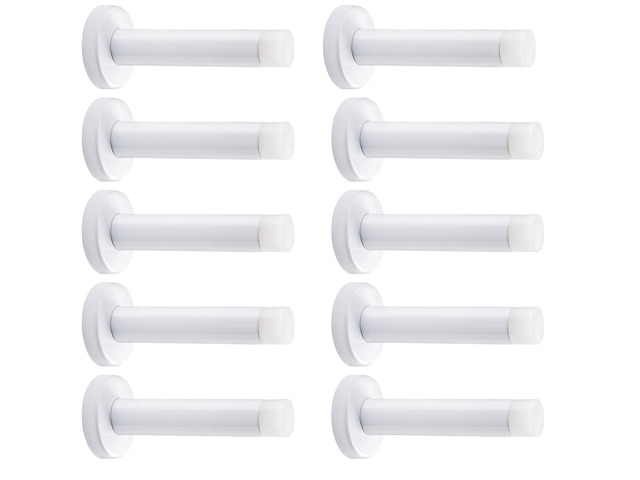 10Pcs Door Stop, 3.5 Inch Heavy Duty 304 Stainless Steel Door Stopper with Rubber Tips Bumper, Wall Mounted Door Holder Protection Sound Dampening,...