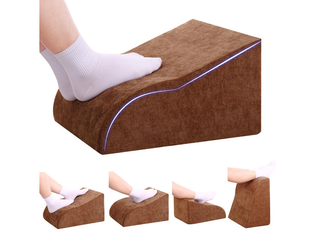 Foot Rest for Under Desk at Work, Ergonomic Under Desk Footrest with Washable Cover for Office, Home & Gaming Leg Elevation Pillow Brown