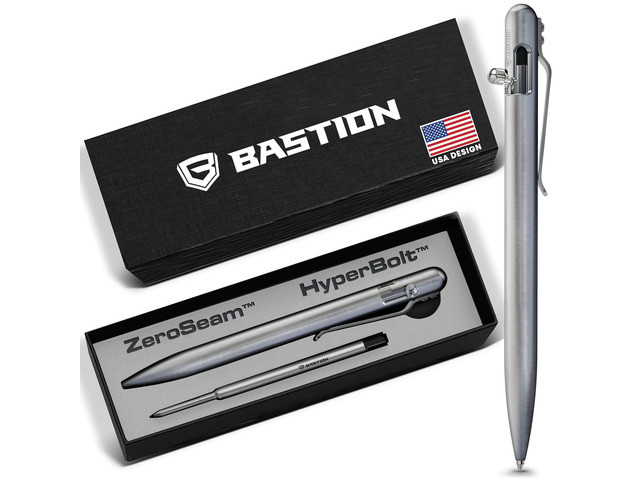 Bolt Action Pen, Titanium Silver Slim, HyperBolt & ZeroSeam EDC Pen, Refillable Titanium Writing Pen, Premium Graduation Gift, Flagship Executive...