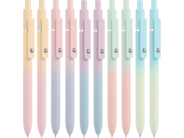 10Pcs Black Ink Gel Pens Cute Pens for Trendy Stuff, Happy Birthday Gift Basket, Aesthetic Office Supplies (10PCS Gradient)