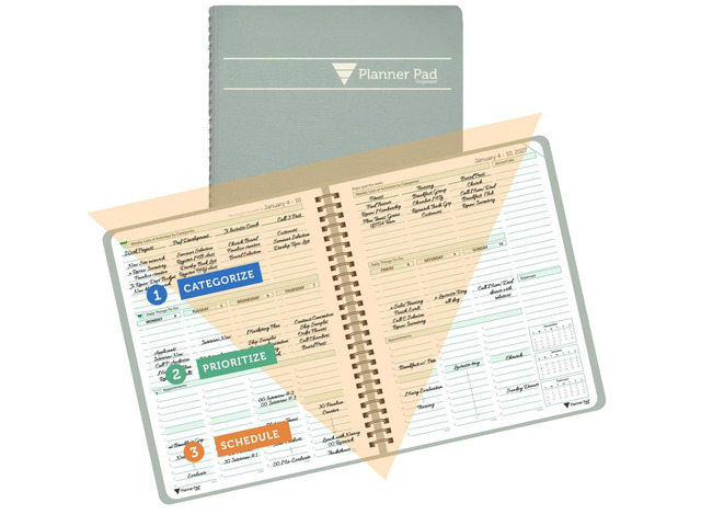 Spiral Bound January-December 2027/ Calendar Year 6 3/4' x 8 1/2' Medium 3-Tier Funnel Down 12 Month/Weekly Organizer, Greenish Grey Cover/Soft...