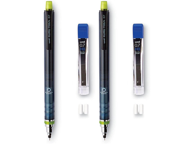 uniball Kuru Toga Mechanical Pencil Starter Kit,0.7mm HB#2,(Pack of 2)