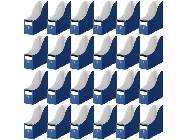 24 Pcs Magazine Files Cardboard Holders,Classic,Navy Blue File Organizer Foldable Paper Storage for Desk, Vertical Holder with Label, Kraft Office...