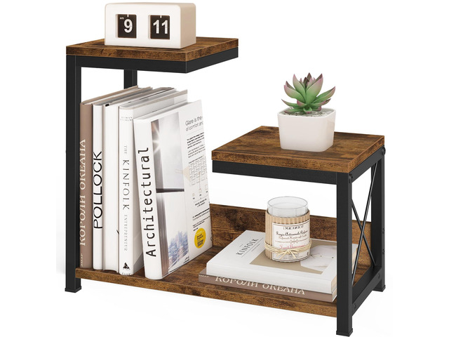 Desktop Shelf Organizer, 3 Tier Office Shelves, Wood Desk Organizers Storage Rack and Freestanding Display Shelf for Office, Dormitory, Home,...