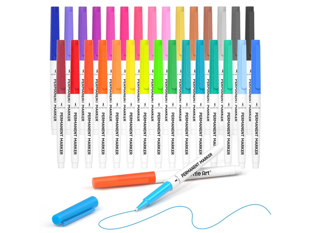 Permanent Marker, 30 Colors Ultra Fine Point, Assorted Colors, Works on Plastic,Wood,Stone,Metal and Glass for Kids Adult Coloring Doodling Marking