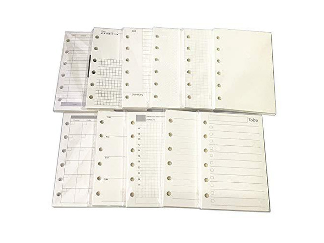 A7 Planner Inserts for 11 Packs, A7 Agenda Refill, 100 gsm Thicker Paper/4.84 x 3.23'', 45 Sheets(90 Pages) per Pack, 11 Designs Included, for 6...