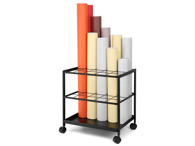 Blueprint Storage Rack Cart - 20 Slots Metal Blueprint Holder with Double-Layer Grids Ensures Secure, Non-Slip Storage, Organizing Posters,...