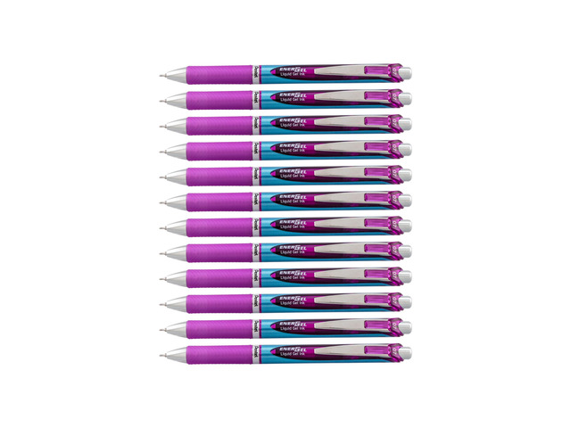 EnerGel Deluxe RTX Retractable Liquid Gel Pen, Medium Line, Needle Tip, Violet Ink, Box of 12 (BLN77-V)