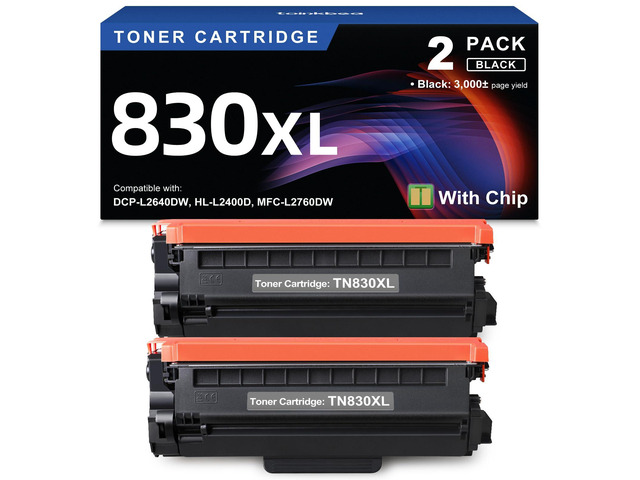 TN830XL Toner Cartridge Compatible for Brother Printer HL-L2460DW 2PK Black Replacement for Brother TN830 TN830XL TN-830XL DCP-L2640DW HL-L2405W...