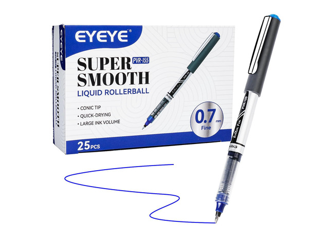 Blue Rollerball Pens 0.7mm, 25 Pack Liquid Ink Roller Ball Pen Medium Point Quick Dry, Blue Ink Pens Fine Point Smooth Writing Pen for Journaling,...