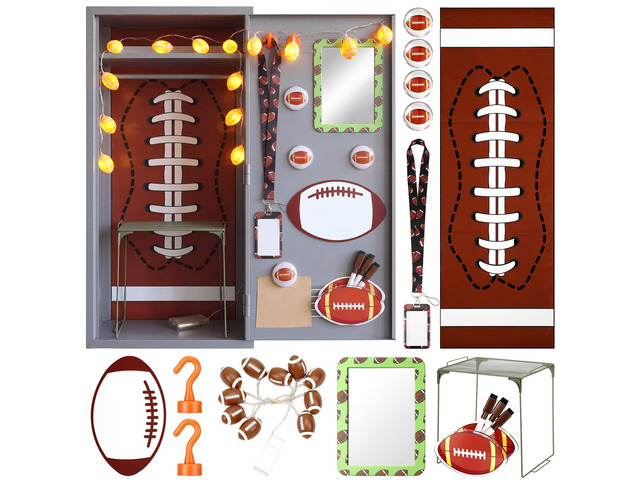 19 Pcs Locker Accessories, Football Locker Organizer Decoration with Shelf, Wallpaper, Mirror, Whiteboard, Pen Holder, Dry Erase Markers, Magnets,...