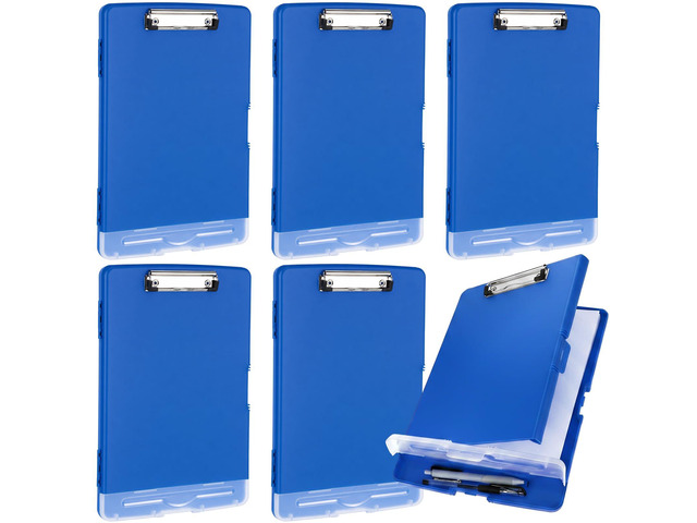 6 Pcs Clipboard with Storage Heavy Duty 8.5 X 11,Dark Blue Storage Clip board Bulk, Plastic Nursing Folder with Pen Holder, A14 Medical...