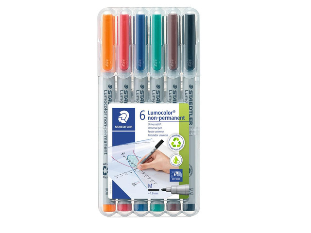 Lumocolor Non-Permanent Overhead Projection Markers assorted colors medium 1.0 mm set of 6
