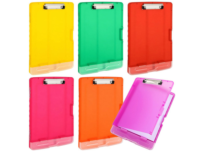 6 Pcs Clipboard with Storage Heavy Duty 8.5 X 11,Candy Color Storage Clip board Bulk, Plastic Nursing Folder with Pen Holder, A11 Medical...